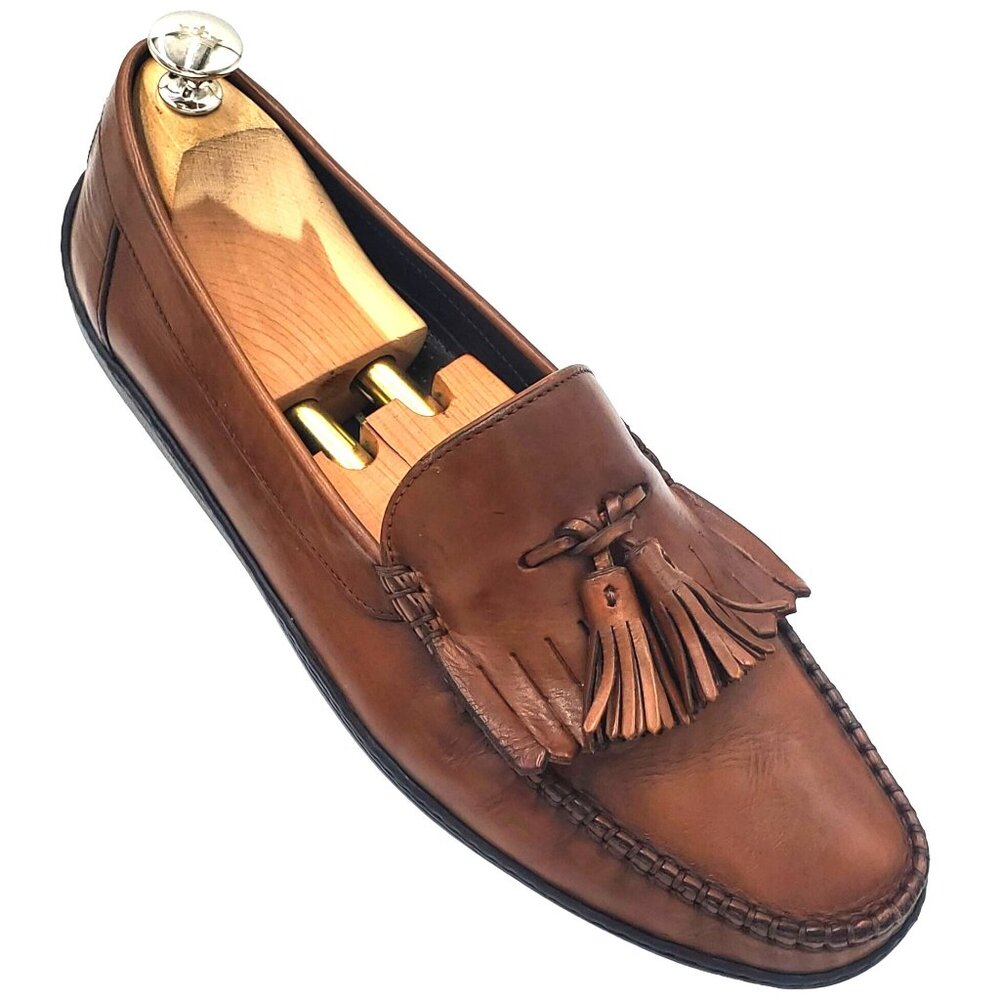 Italy Bragano Cole Haan Men's size 10 Brown Leather Kiltie Tassel Loafer Shoes